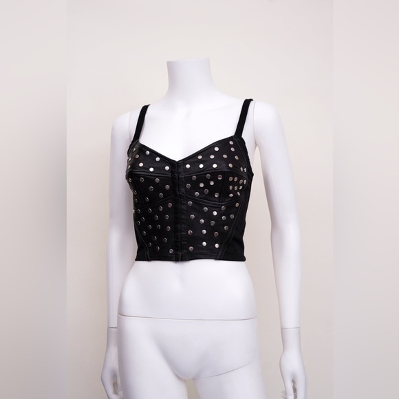 Dolce and Gabbana Black Leather Studded Bustier - Picture 4 of 7